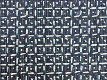 Load image into Gallery viewer, 1.25 Yds Navy Blue White Abstract Ethnic Geometric Upholstery Drapery Fabric