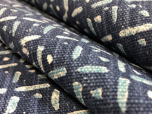 Load image into Gallery viewer, 1.25 Yds Navy Blue White Abstract Ethnic Geometric Upholstery Drapery Fabric