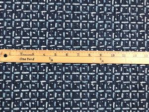 1.25 Yds Navy Blue White Abstract Ethnic Geometric Upholstery Drapery Fabric