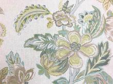 Load image into Gallery viewer, Lee Jofa Augustine Print Celadon Green Ivory Seafoam Taupe Floral Linen Fabric
