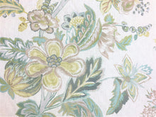 Load image into Gallery viewer, Lee Jofa Augustine Print Celadon Green Ivory Seafoam Taupe Floral Linen Fabric