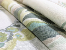 Load image into Gallery viewer, Lee Jofa Augustine Print Celadon Green Ivory Seafoam Taupe Floral Linen Fabric