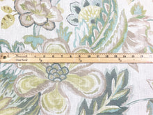 Load image into Gallery viewer, Lee Jofa Augustine Print Celadon Green Ivory Seafoam Taupe Floral Linen Fabric