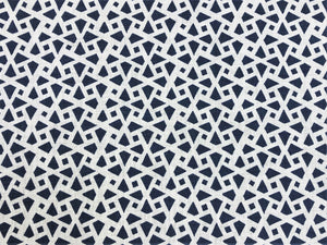 Alex Conroy Mughal Lattice Small Reverse Indigo Navy Blue White Geometric Linen Fabric