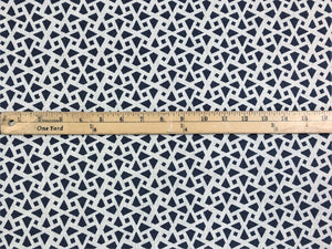 Alex Conroy Mughal Lattice Small Reverse Indigo Navy Blue White Geometric Linen Fabric