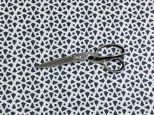 Load image into Gallery viewer, Alex Conroy Mughal Lattice Small Reverse Indigo Navy Blue White Geometric Linen Fabric
