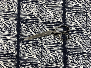 Christopher Farr Cloth Skate Dark Indigo Navy Blue White Abstract Linen Upholstery Fabric