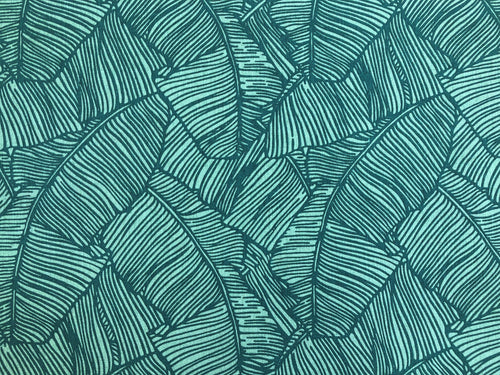 Les Palmiers Brunschwig & Fils Teal Green Abstract Leaf Linen Upholstery Drapery Fabric