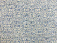Load image into Gallery viewer, 1.5 Yds Designer French Blue Beige Woven Ethnic Upholstery Fabric