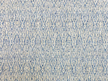 Load image into Gallery viewer, 1.5 Yds Designer French Blue Beige Woven Ethnic Upholstery Fabric