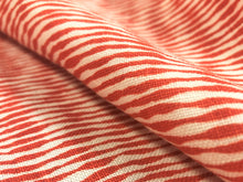 Load image into Gallery viewer, 1997 Raoul Textiles Lena Print Orange Red Ivory Stripe Linen Upholstery Drapery Fabric