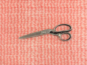 1997 Raoul Textiles Lena Print Orange Red Ivory Stripe Linen Upholstery Drapery Fabric