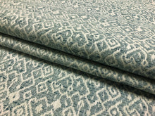 Load image into Gallery viewer, STOUT KERCHIEF SPRAY Woven Sky Blue Off White Tribal Ethnic Upholstery Drapery Fabric