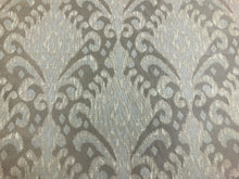 Load image into Gallery viewer, Designer Beige Grey Cream Ikat Upholstery Drapery Fabric