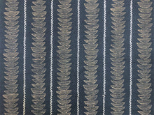 Load image into Gallery viewer, 1.75 Yard Seemakrish Alta Marine Indigo Embroidered Geometric Linen Cotton Upholstery Fabric