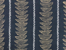 Load image into Gallery viewer, 1.75 Yard Seemakrish Alta Marine Indigo Embroidered Geometric Linen Cotton Upholstery Fabric