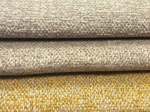 Water & Stain Resistant Taupe Beige Metallic Mustard Gold MCM Mid Century Modern Tweed Upholstery Fabric
