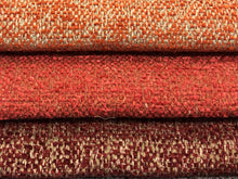 Load image into Gallery viewer, Water &amp; Stain Resistant Orange Beige Coral Red Burgundy MCM Mid Century Modern Tweed Upholstery Fabric