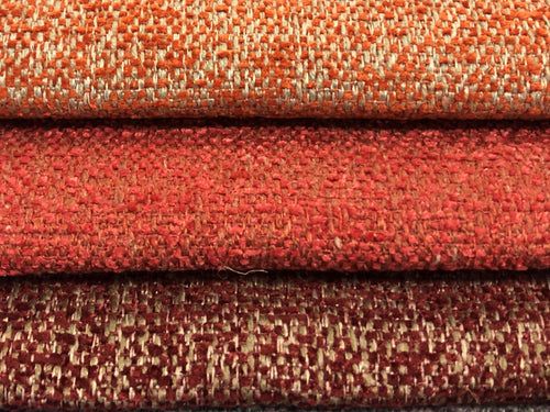 Water & Stain Resistant Orange Beige Coral Red Burgundy MCM Mid Century Modern Tweed Upholstery Fabric