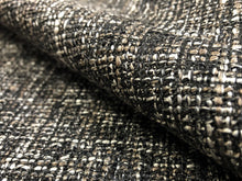 Load image into Gallery viewer, Charcoal Brown Cream Taupe MCM Mid Century Modern Tweed Upholstery Fabric