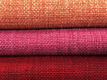Load image into Gallery viewer, Faux Linen Mid Century Modern MCM Rose Coral Magenta Red Upholstery Drapery Fabric