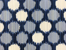 Load image into Gallery viewer, 1.5 Yds Schumacher Cirque Lapis Navy Blue Cream Geometric Velvet Upholstery Fabric