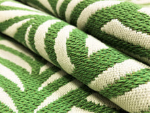Load image into Gallery viewer, 1.5 Yds Schumacher Sonia II Indoor Outdoor Green Cream Geometric Upholstery Fabric