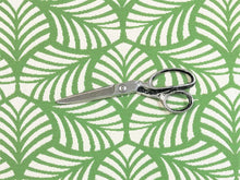 Load image into Gallery viewer, 1.5 Yds Schumacher Sonia II Indoor Outdoor Green Cream Geometric Upholstery Fabric