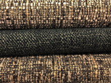 Load image into Gallery viewer, Heavy Duty Water &amp; Stain Resistant MCM Mid Century Modern Tweed Charcoal Grey Cream Brown Beige Upholstery Drapery Fabric