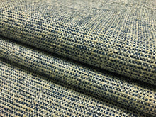Load image into Gallery viewer, Designer Linen Viscose Navy Blue Cream Woven Small Check Upholstery Fabric