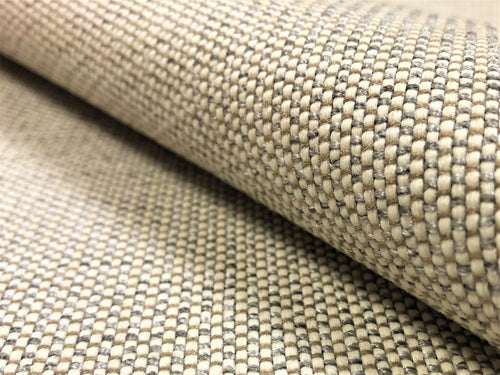 Designer Water & Stain Resistant Grey Beige MCM Tweed Upholstery Fabric