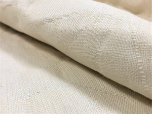 1.5 Yds Designer Water Resistant Cream Linen Cotton Floral Matelasse Upholstery Fabric