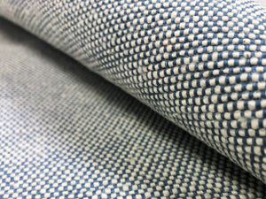 Denim Blue Cream Water & Stain Resistant MCM Tweed Upholstery Fabric