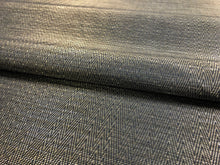 Load image into Gallery viewer, Designer Water &amp; Stain Resistant Polypropelene Lustrous Navy Blue Beige MCM Mid Century Modern Chevron Geometric Upholstery Fabric