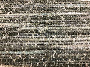 Designer Water & Stain Resistant Grey Blue White Green Abstract Chenille Upholstery Fabric
