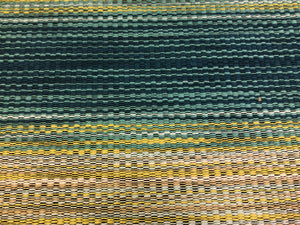 Designer Water & Stain Resistant Green Navy Blue Beige Woven Ombre Stripe Upholstery Fabric