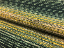 Load image into Gallery viewer, Designer Water &amp; Stain Resistant Green Navy Blue Beige Woven Ombre Stripe Upholstery Fabric