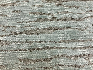 1 1/3 Yard Designer Water & Stain Resistant Steel Blue Brown Abstract Animal Pattern Chenille Upholstery Fabric