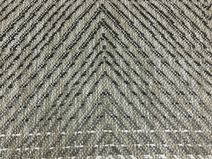 Designer Taupe Beige Charcoal Grey White Herringbone Chevron Upholstery Fabric