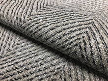 Load image into Gallery viewer, Designer Taupe Beige Charcoal Grey White Herringbone Chevron Upholstery Fabric