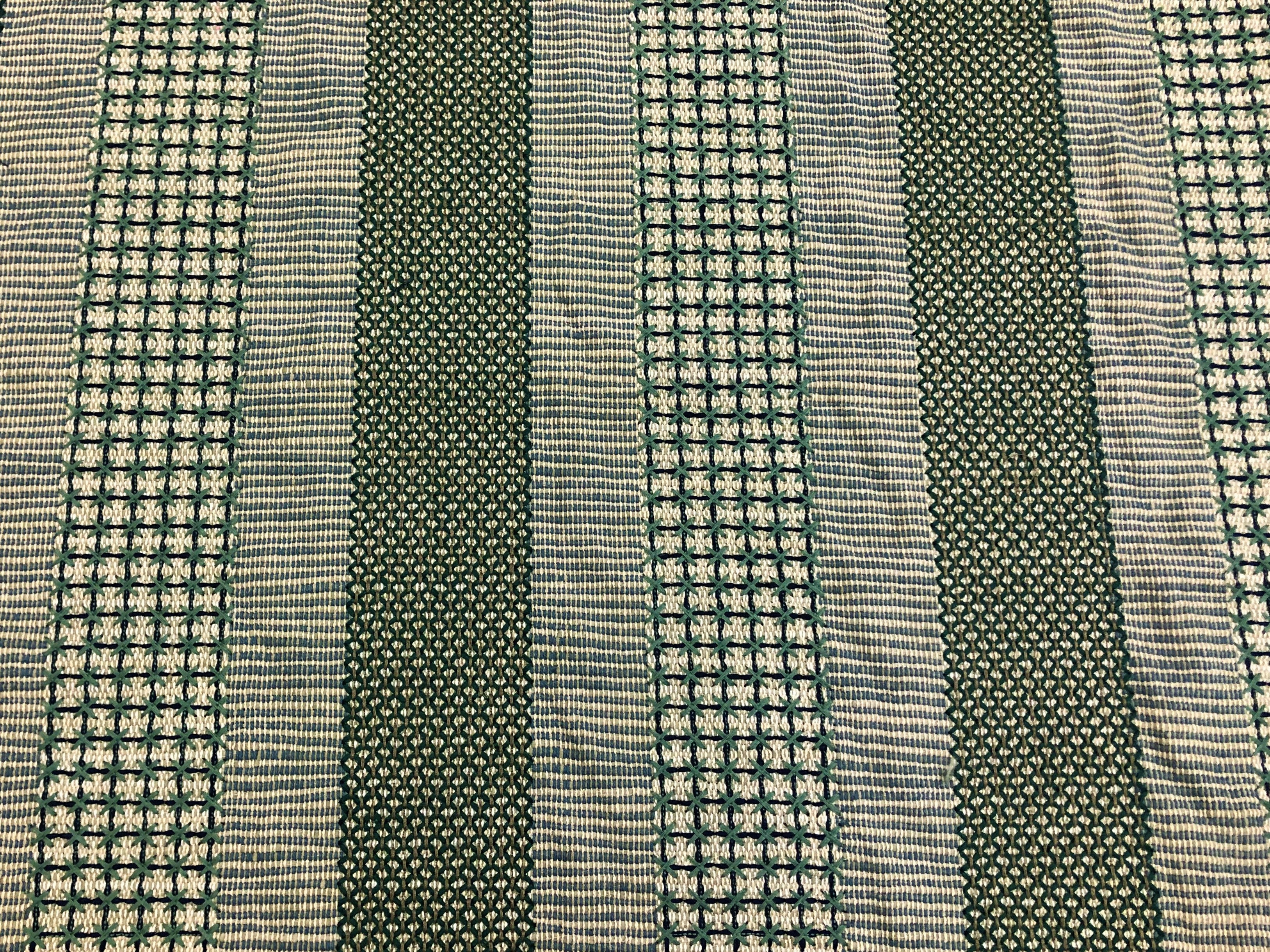 1 1/3 Yard Pierre Frey Fantasia Lagon Boussac Embroidered Geometric Blue  Beige Green Upholstery Fabric