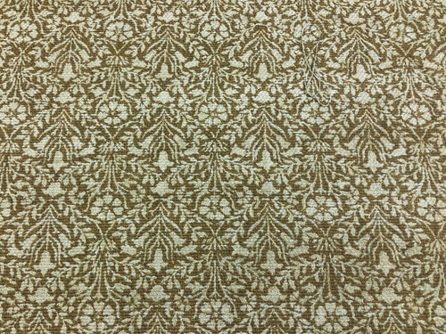 1.5 Yard Designer Reversible Mustard Brown Beige Floral Tapestry Chenille Upholstery Fabric