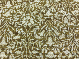 1.5 Yard Designer Reversible Mustard Brown Beige Floral Tapestry Chenille Upholstery Fabric