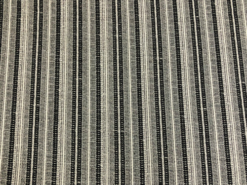 1 1/3 Yard Peter Dunham Indoor/Outdoor Wovens MAJORELLE - BLACK ON NATURAL heavy textured stripe with chenille Sunbrella yarns accents Upholstery Fabric