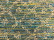 Load image into Gallery viewer, Designer Flax Linen Blue Yellow Green Ecru Taupe Geometric Abstract Upholstery Fabric