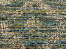 Load image into Gallery viewer, Designer Flax Linen Blue Yellow Green Ecru Taupe Geometric Abstract Upholstery Fabric