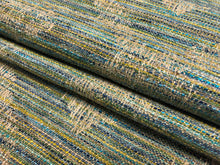 Load image into Gallery viewer, Designer Flax Linen Blue Yellow Green Ecru Taupe Geometric Abstract Upholstery Fabric