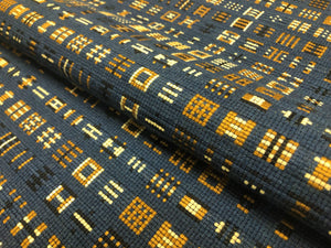 1.75 Yard Pollack Yelek Oasis Water & Stain Resistant French Blue Brown Black Cream Geometric Abstract Upholstery Fabric