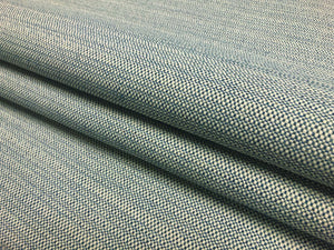 Designer Teal Blue Green Cream Woven Tweed Upholstery Fabric
