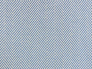 Designer Blue Cream MCM Herringbone Geometric Upholstery Fabric